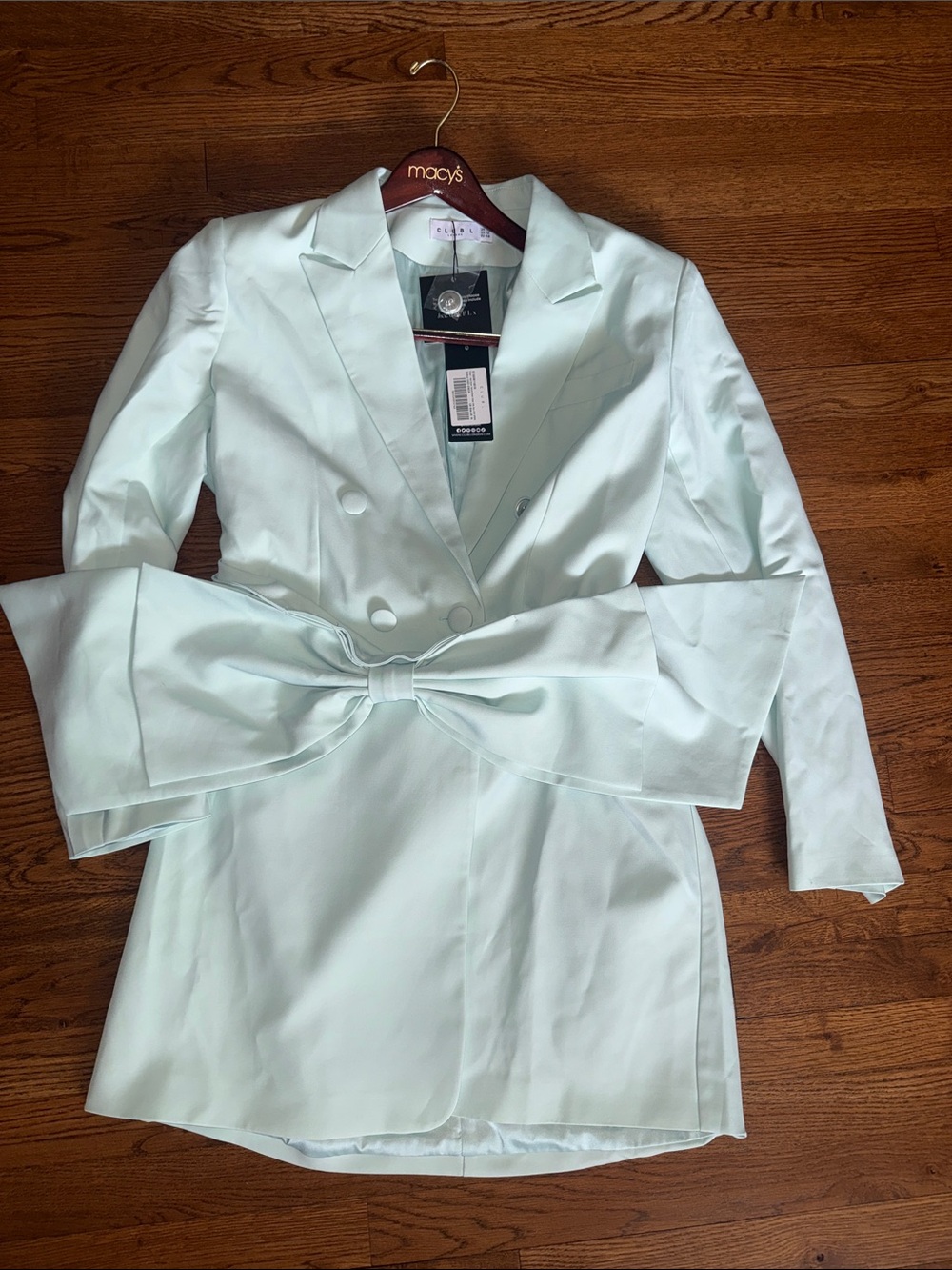 Club L London Mint Green Mini Dress Blazer with detachable Bow belt